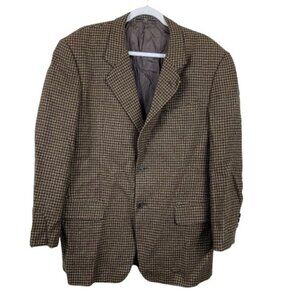 VTG Y2K Valentino Uomo Brown Check Wool Sport Coat Size 40 Retro Classiccore